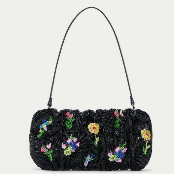 STAUD Beaded Bean Convertible Clutch Bag in First Bloom Night MSRP$295 FUN&CHIC - Picture 8 of 9